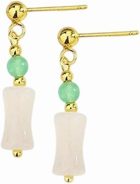 New 2026 Unisex Stainles Stell 925 Sterling Silver Jade Earrings Pearl Magnolia Flower Eardrops Vintage Jewelry Fashion Trendy Accessories Creative Gift For Women And Men