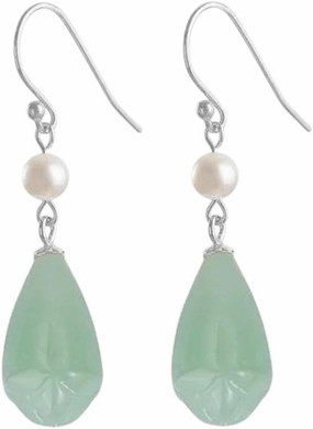 New 2026 Unisex Stainles Stell 925 Sterling Silver Jade Earrings Pearl Magnolia Flower Eardrops Vintage Jewelry Fashion Trendy Accessories Creative Gift For Women And Men