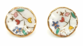 NEW! Genuine Pretty Design Porcelain Tea Charm Earrings on Gold-filled Studs by Aimee Tresor Jewelry