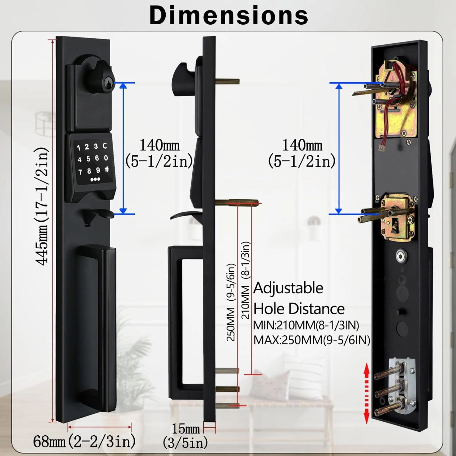 NEWBANG Smart Front Door Handleset with Keypad for Double Doors - Electronic Lockset with Dummy Set