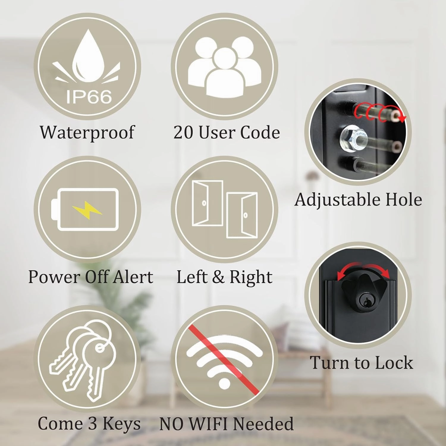 NEWBANG Smart Front Door Handleset with Keypad for Double Doors - Electronic Lockset with Dummy Set