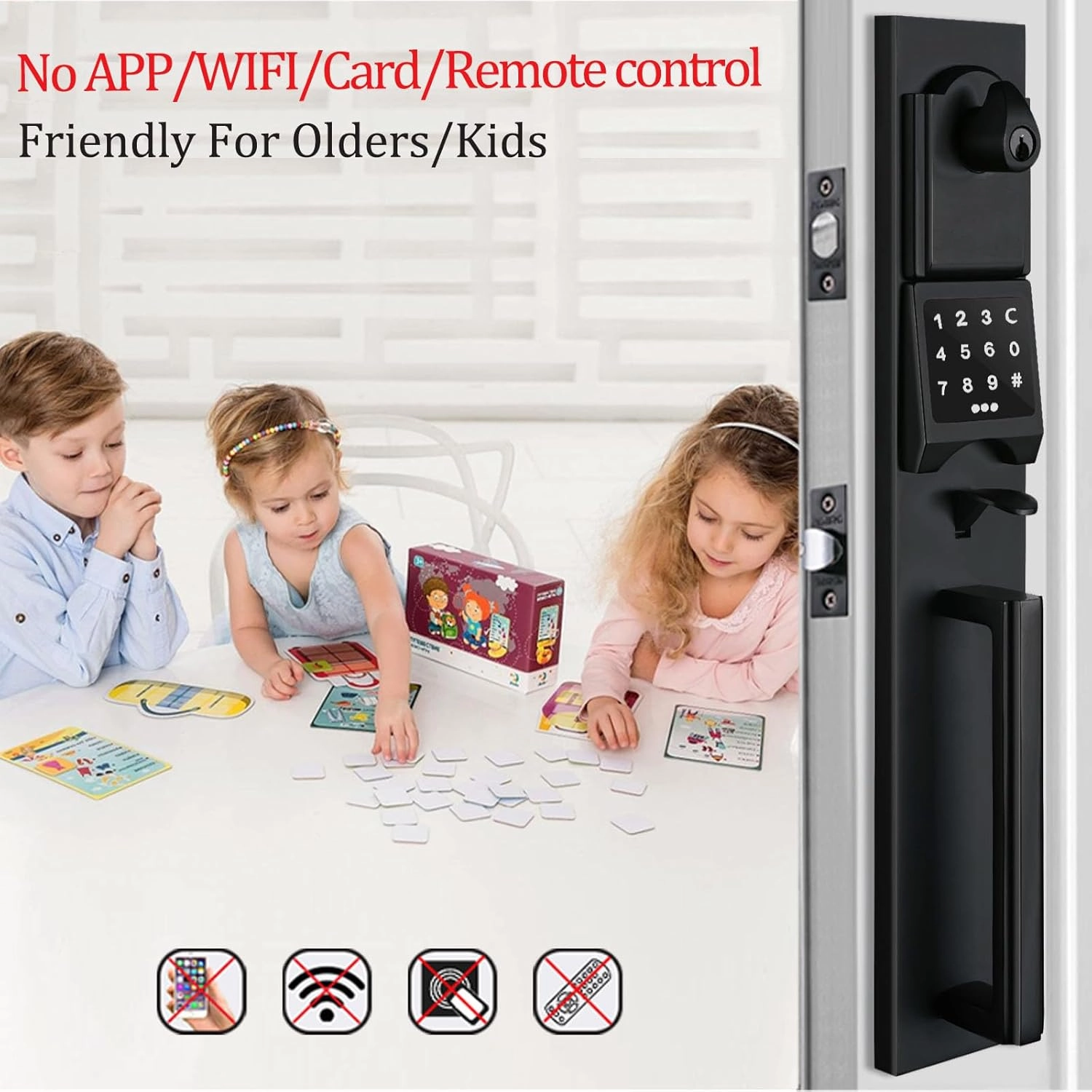 NEWBANG Smart Front Door Handleset with Keypad for Double Doors - Electronic Lockset with Dummy Set