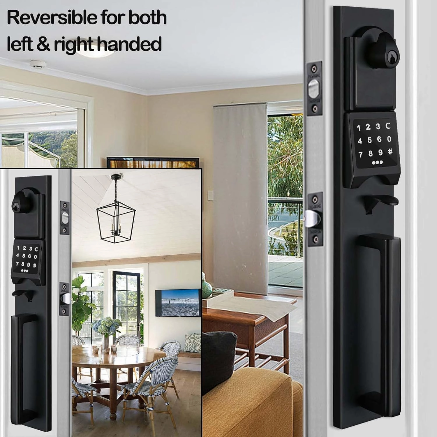 NEWBANG Smart Front Door Handleset with Keypad for Double Doors - Electronic Lockset with Dummy Set
