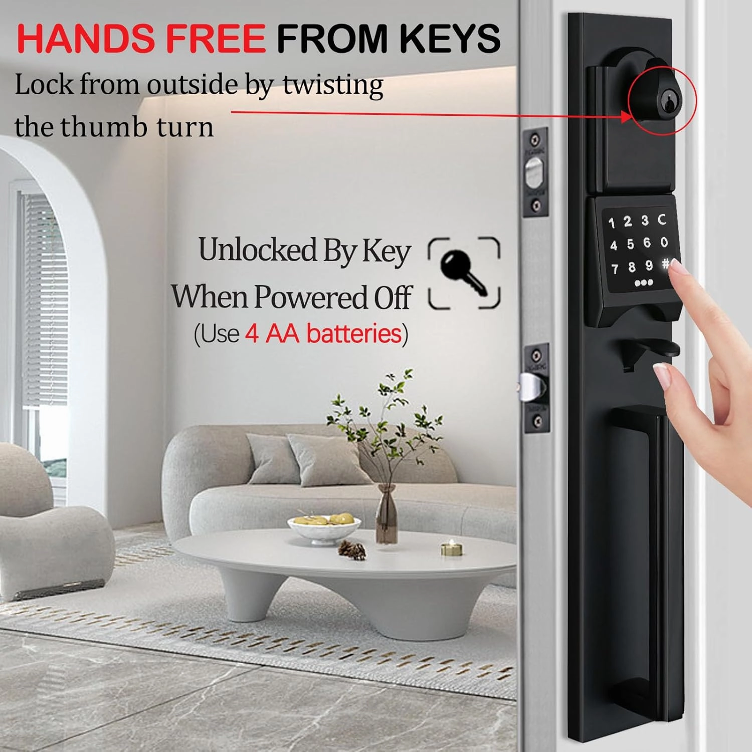 NEWBANG Smart Front Door Handleset with Keypad for Double Doors - Electronic Lockset with Dummy Set