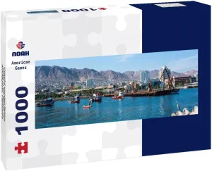 Noah Jigsaw Puzzle Colorful Wooden Fishing Boats in The Harbor of Antofagasta, Panorama 1000 Pieces