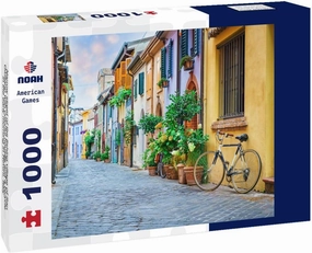 Noah Jigsaw Puzzle Narrow Street of The Fishing Village of San Giuliano with Colorful Houses and a Bicycle in The Early Morning in Rimini, Italy 1000 Pieces