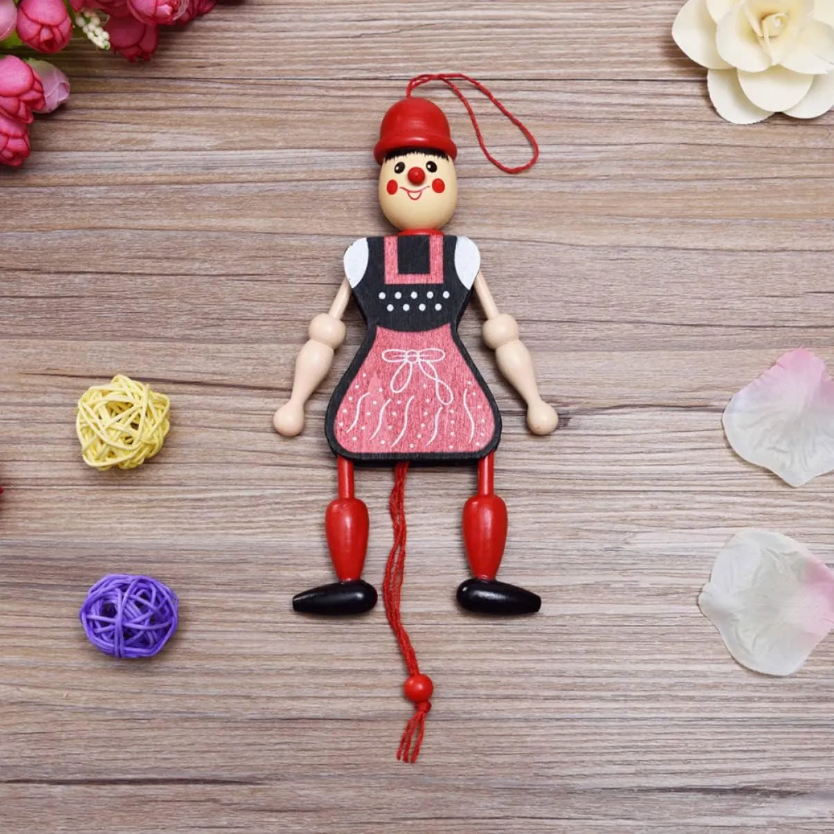 NOLITOY Hand Decor 8 pcs Toy Random Kids Clown Birthday Toys Margaretha Toddlers Christmas Ornament Wood for Marionette Style Tree Hand Party Doll Xmas Hanging Halloween Child Nativity Decor
