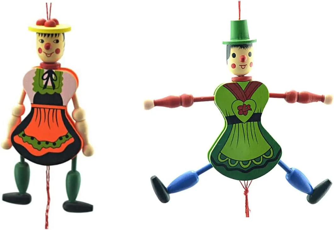 NOLITOY Hand Decor 8 pcs Toy Random Kids Clown Birthday Toys Margaretha Toddlers Christmas Ornament Wood for Marionette Style Tree Hand Party Doll Xmas Hanging Halloween Child Nativity Decor
