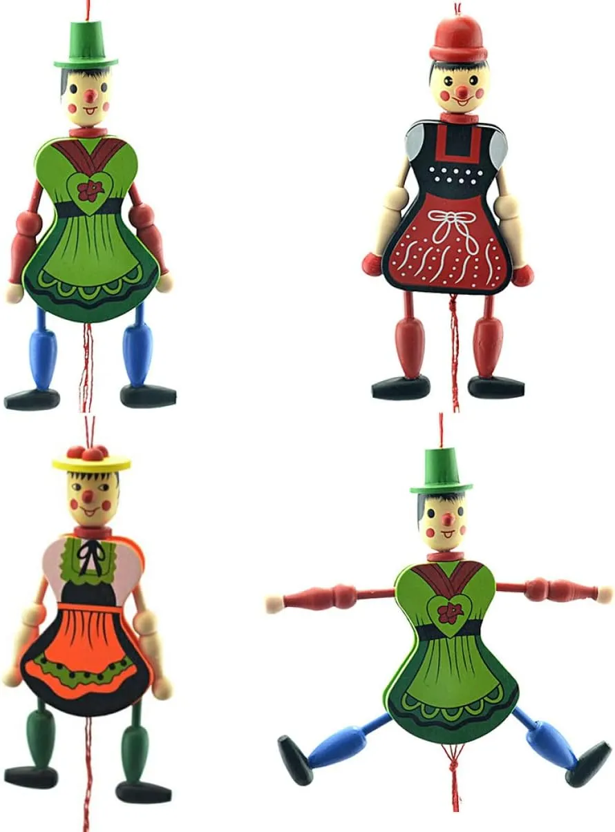 NOLITOY Hand Decor 8 pcs Toy Random Kids Clown Birthday Toys Margaretha Toddlers Christmas Ornament Wood for Marionette Style Tree Hand Party Doll Xmas Hanging Halloween Child Nativity Decor