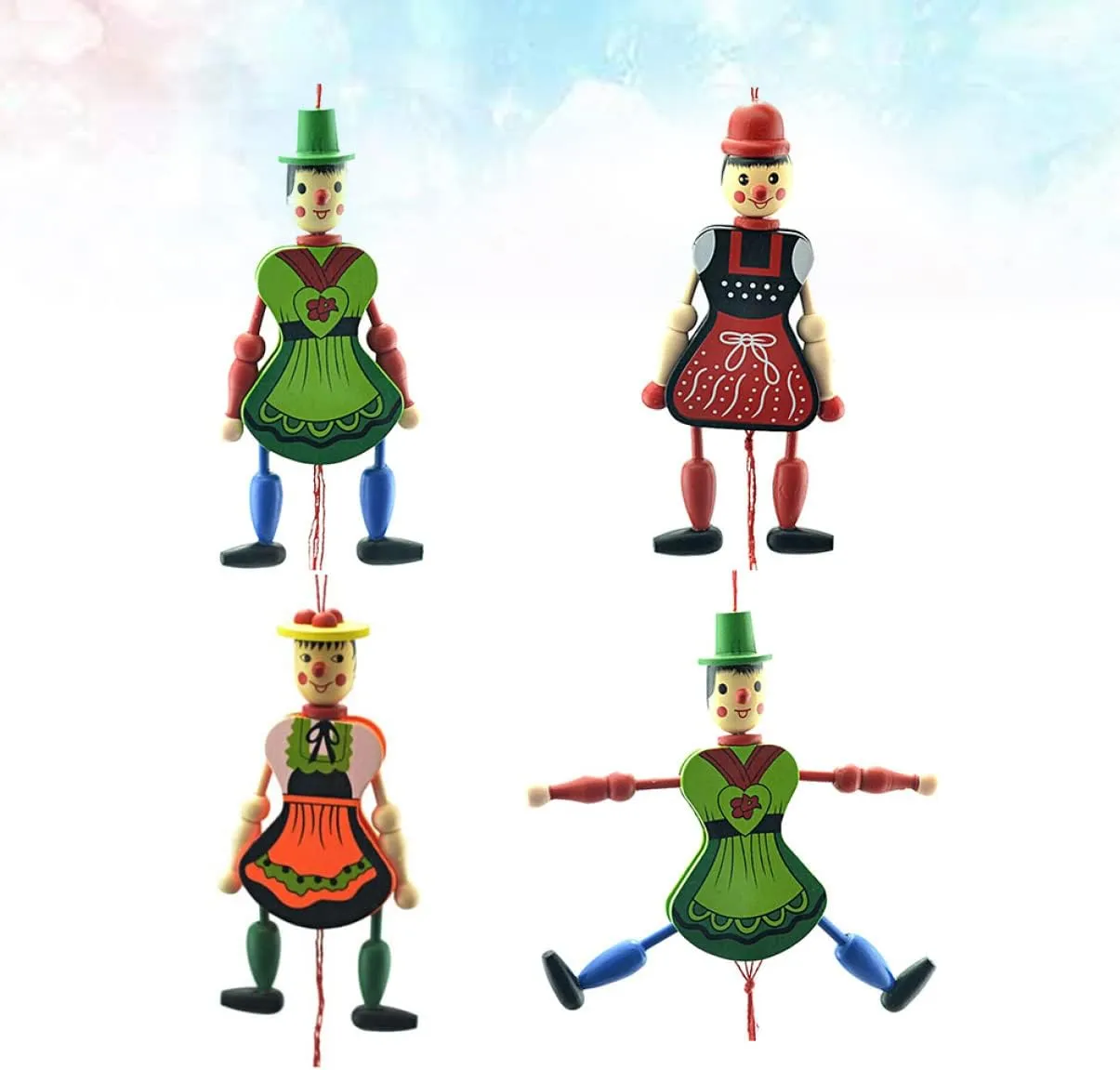 NOLITOY Hand Decor 8 pcs Toy Random Kids Clown Birthday Toys Margaretha Toddlers Christmas Ornament Wood for Marionette Style Tree Hand Party Doll Xmas Hanging Halloween Child Nativity Decor
