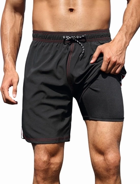 Nonwe Mens Swim Trunks with Compression Liner Quick Dry Summer Board Shorts Swimwear