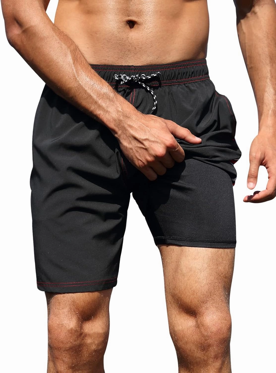 Nonwe Mens Swim Trunks with Compression Liner Quick Dry Summer Board Shorts Swimwear