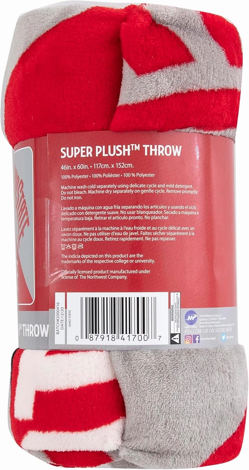 NORTHWEST NCAA Unisex-Adult Micro Raschel Throw Blanket