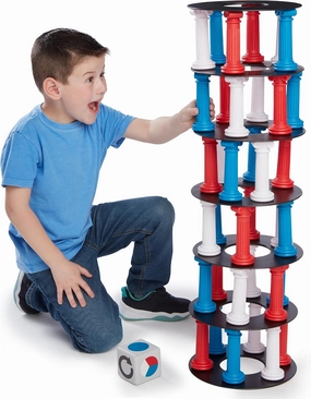 NSG Giant Tumbling Tower Game - Classic Stacking Game, 36 Colorful Pieces, Foam Dice, and Travel Storage Bag - Party Game for Friends and Family Ages 5 and up