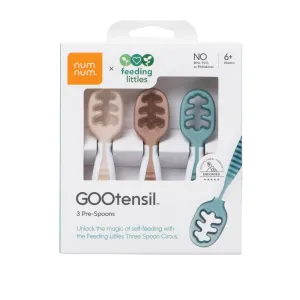 NumNum Baby Spoons Set, Feeding Littles x Silicone Pre-Spoon GOOtensils for Baby Led Weaning, Self-Feeding & Teething, First Stage Toddler Utensils for Ages 6  Months, 3-Pack, BPA-Free (Neutrals)