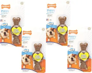 Nylabone Just for Puppies Chicken Flavored Teething Chew Ring Bone, Petite Size (4 Pack)