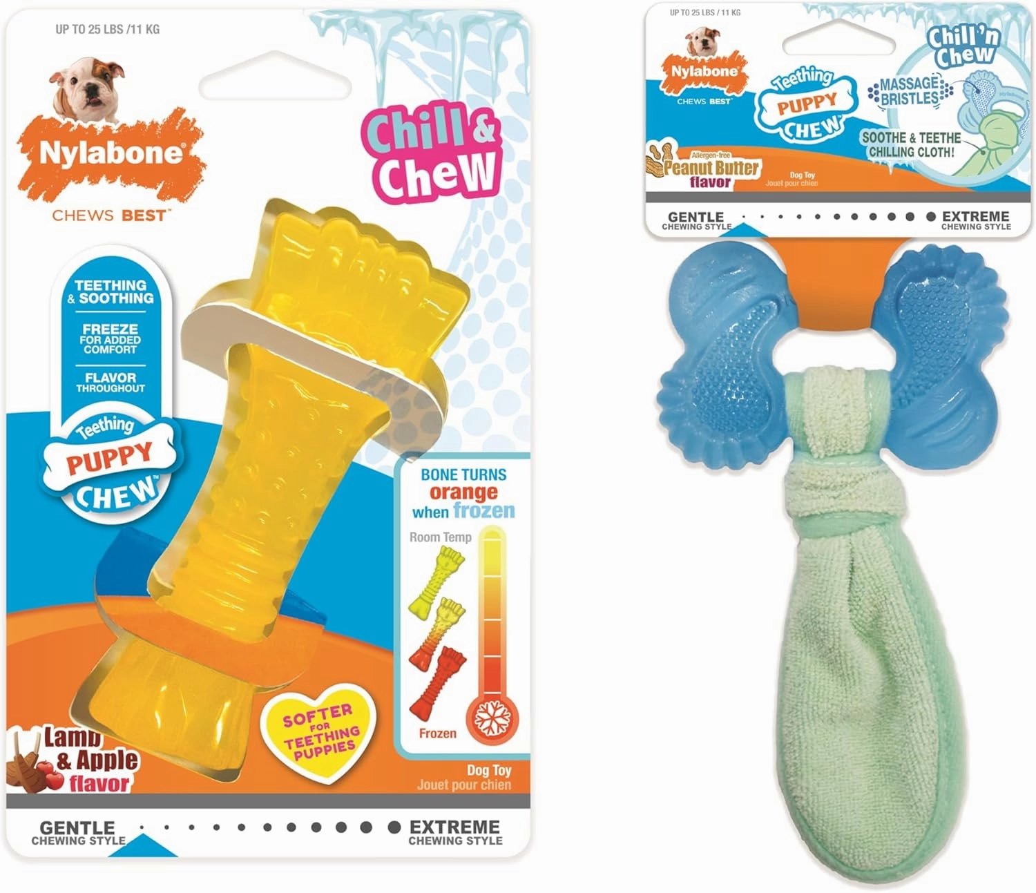 Nylabone Chill'n Chew Freezer Bone Puppy Chew Toy for Teething Bundle