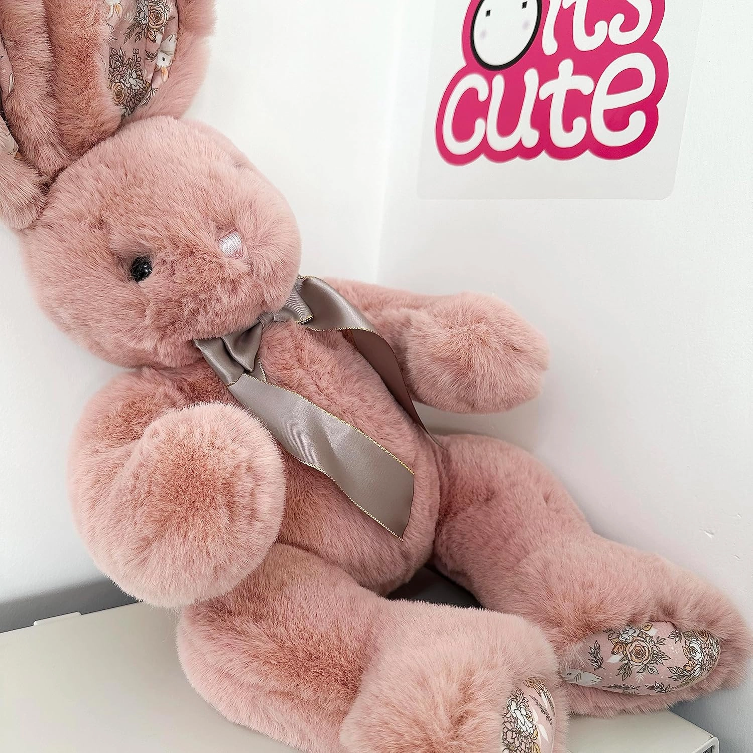 oitscute Faux-Fur 24" Cute Stuffed Animals Bunny Plush Toy for Girl,Baby,Kid (Pink)