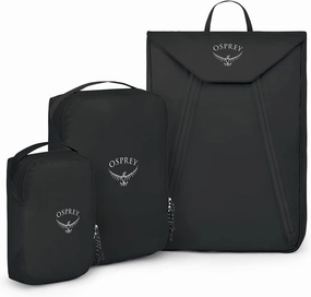 Osprey Ultralight Travel Starter Set, Includes Small & Medium Packing Cube and Garment Folder, Black