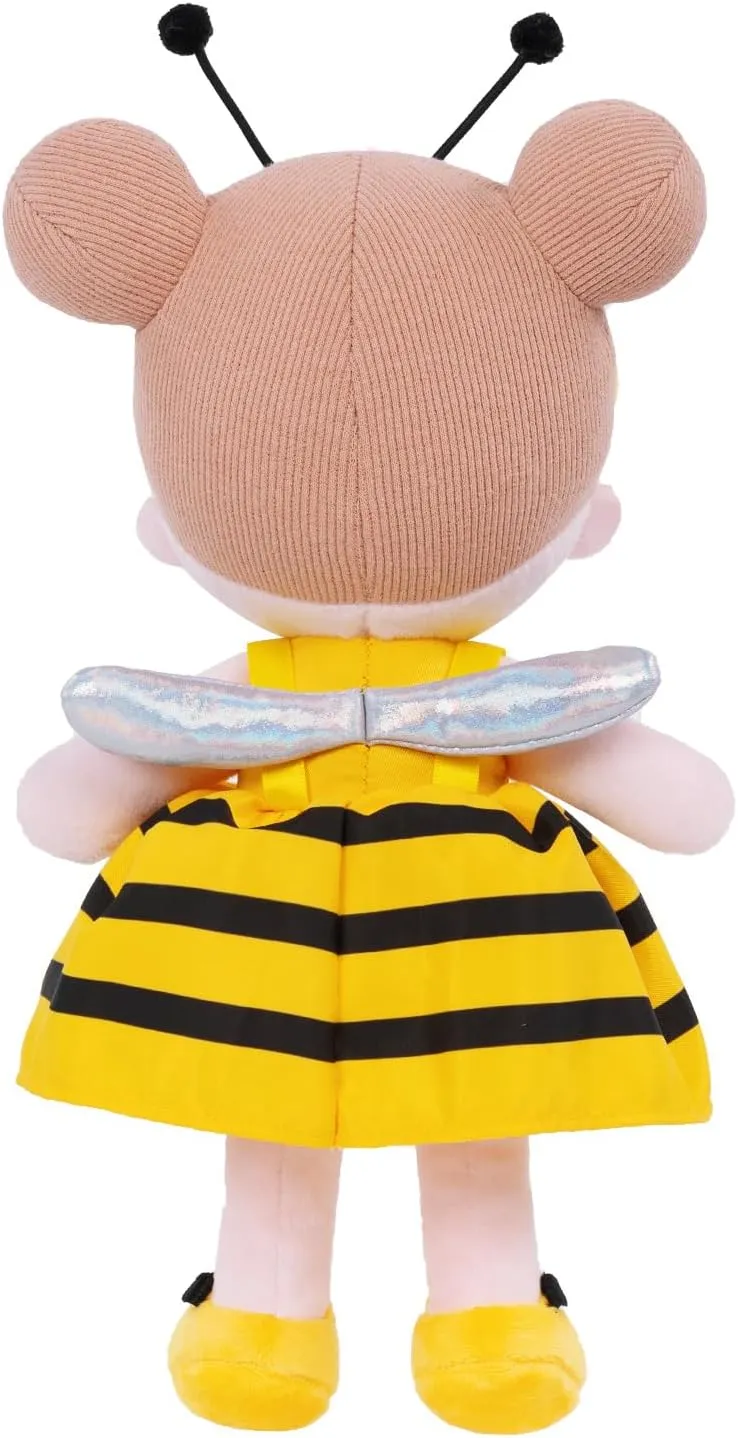 OUOZZZ Soft Baby Doll for Girls - My First Baby Doll Birthday Gifts for Girls Plush Rag Dolls Yellow Bee Dress Toy for Toddlers Kids Infants 12"