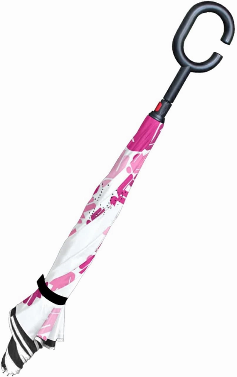Oyihfvs Double Layer Inverted Umbrella, With C-Shaped Handle Windproof UV Proof Durable Parasol, For Men Women Outdoor Folding Rain Sun