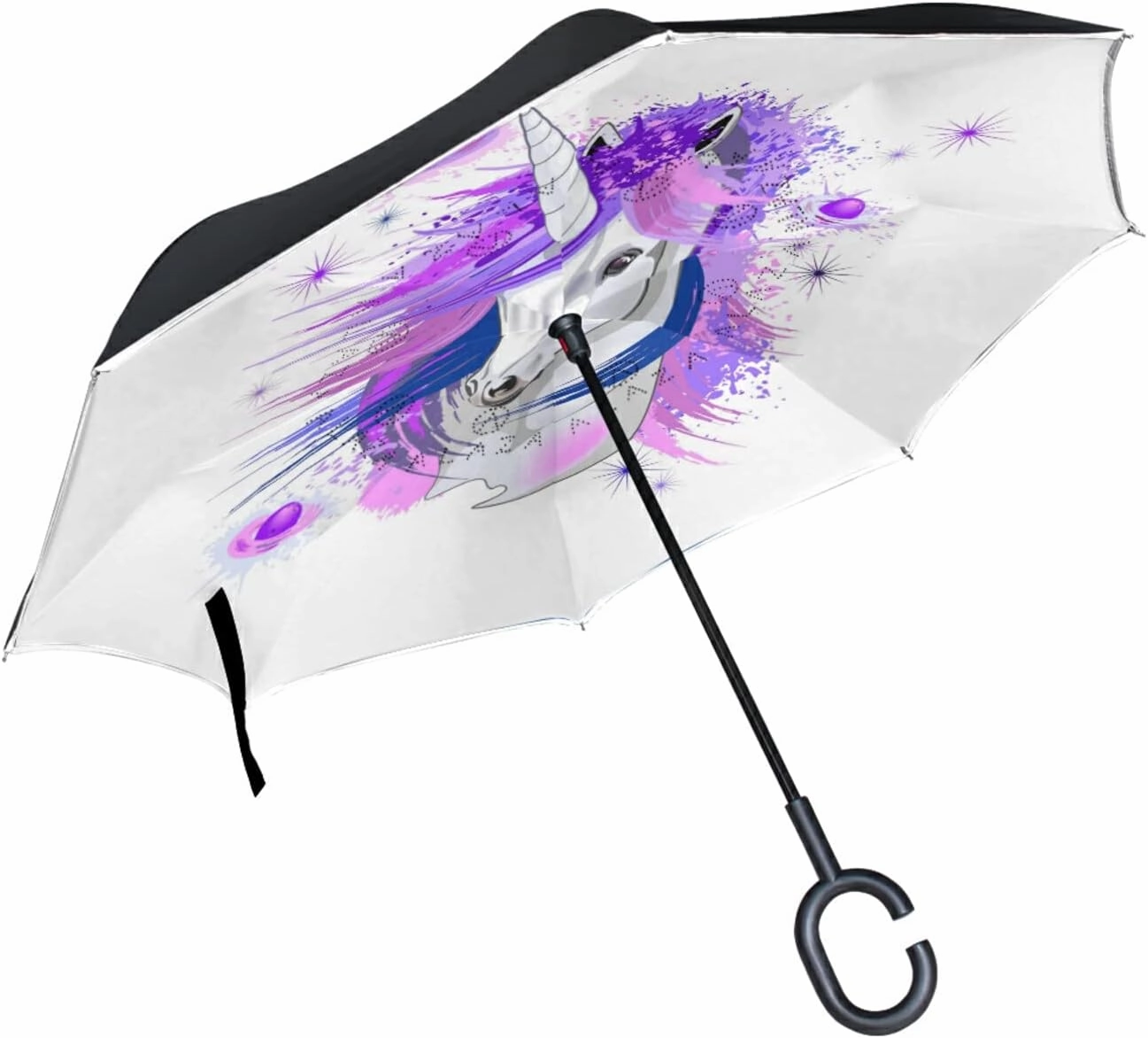 Oyihfvs Double Layer Inverted Umbrella, With C-Shaped Handle Windproof UV Proof Durable Parasol, For Men Women Outdoor Folding Rain Sun