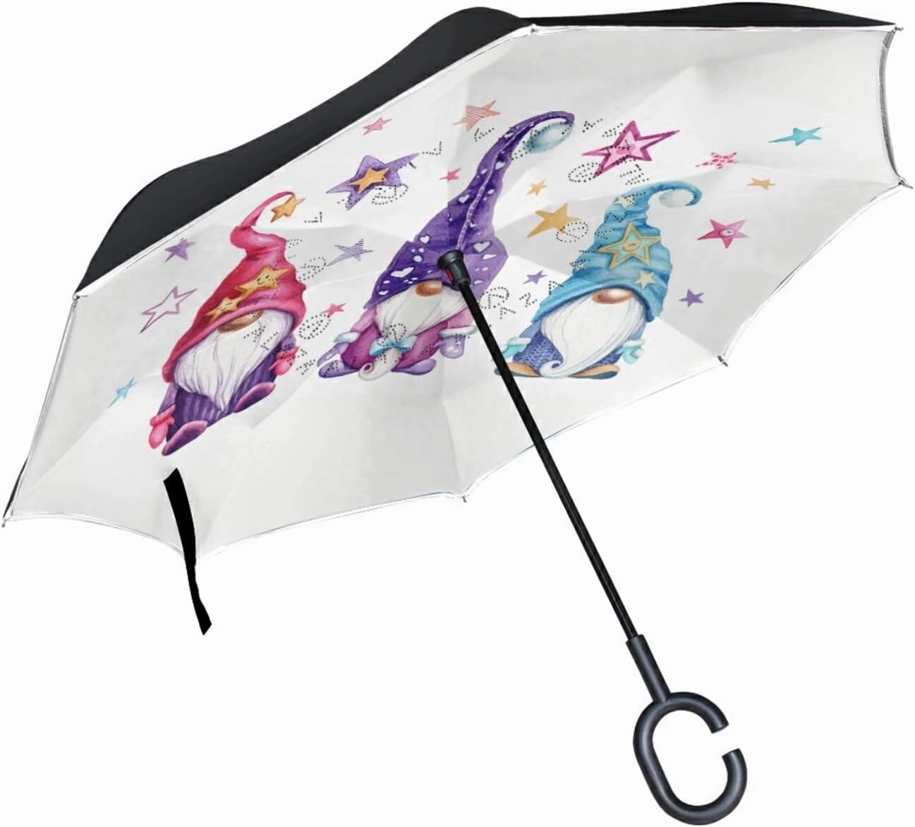 Oyihfvs Double Layer Inverted Umbrella, With C-Shaped Handle Windproof UV Proof Durable Parasol, For Men Women Outdoor Folding Rain Sun