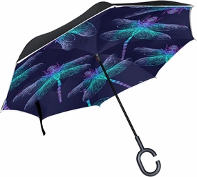 Oyihfvs Double Layer Inverted Umbrella, With C-Shaped Handle Windproof UV Proof Durable Parasol, For Men Women Outdoor Folding Rain Sun
