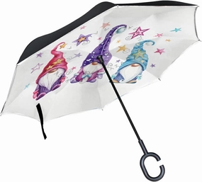 Oyihfvs Double Layer Inverted Umbrella, With C-Shaped Handle Windproof UV Proof Durable Parasol, For Men Women Outdoor Folding Rain Sun
