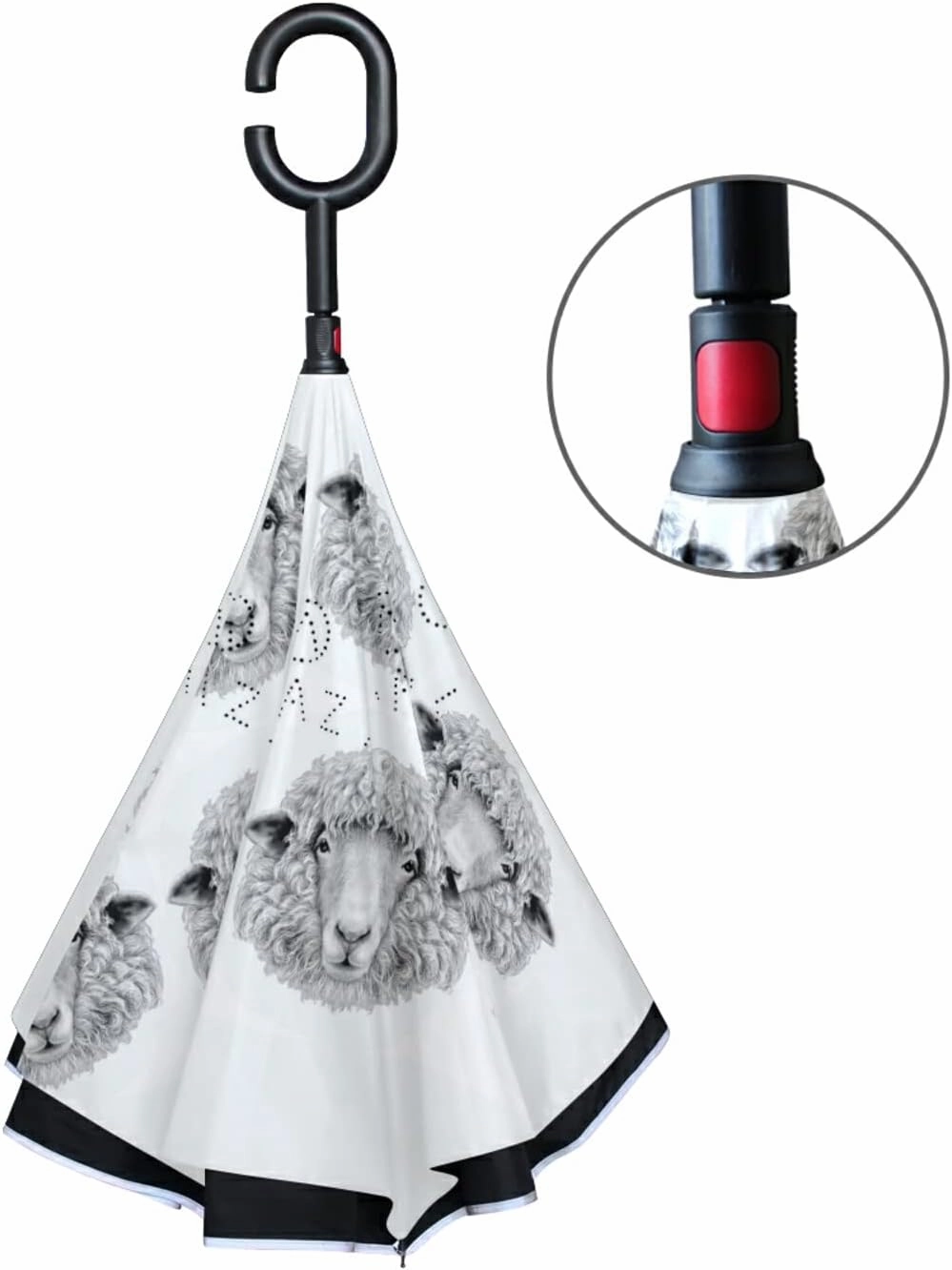 Oyihfvs Double Layer Inverted Umbrella, With C-Shaped Handle Windproof UV Proof Durable Parasol, For Men Women Outdoor Folding Rain Sun
