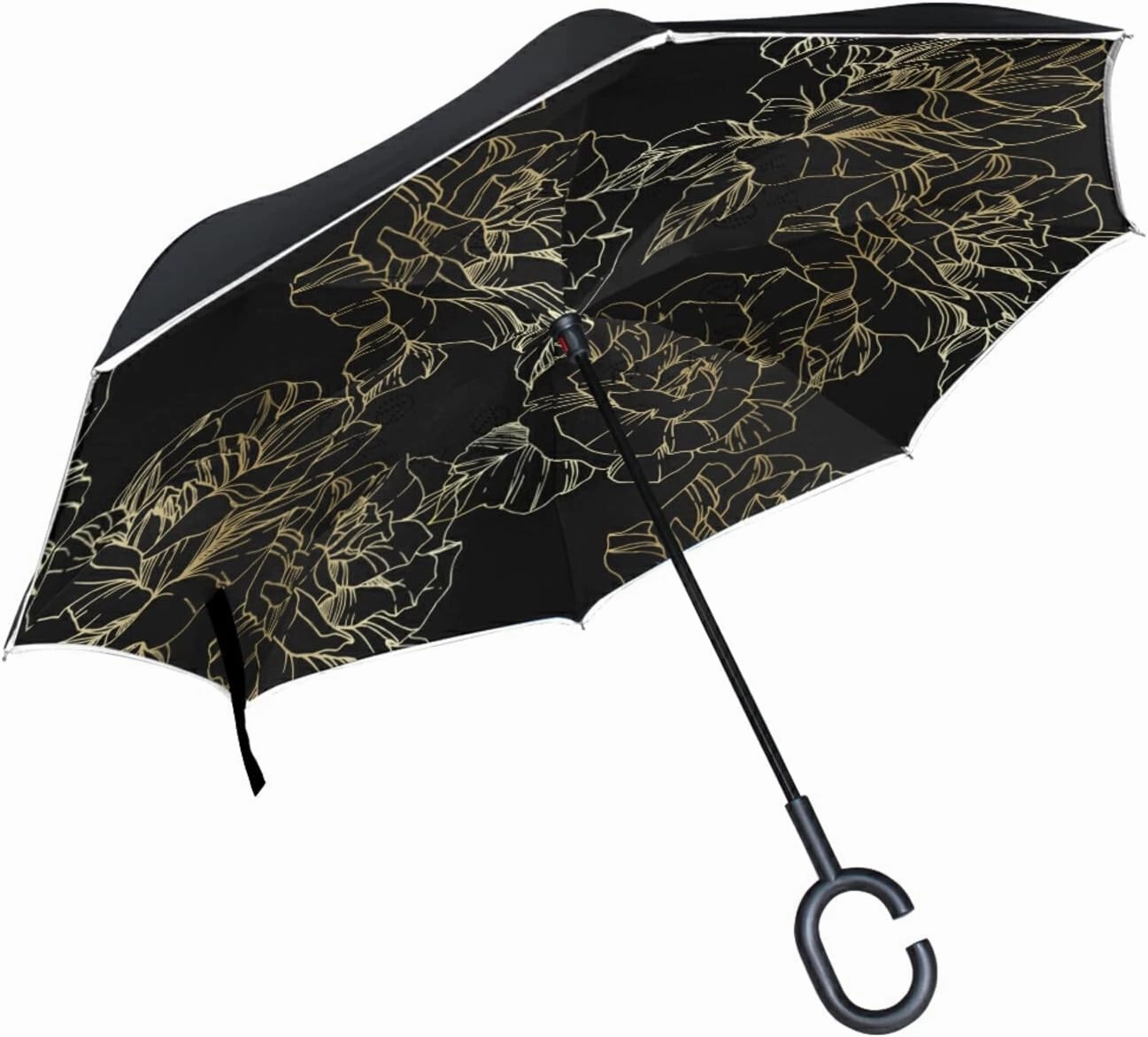 Oyihfvs Double Layer Inverted Umbrella, With C-Shaped Handle Windproof UV Proof Durable Parasol, For Men Women Outdoor Folding Rain Sun