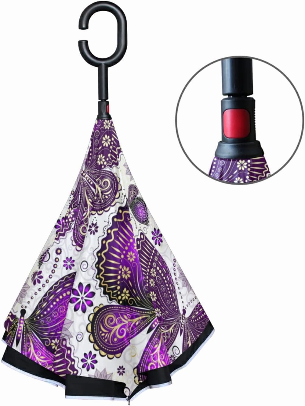 Oyihfvs Double Layer Inverted Umbrella, With C-Shaped Handle Windproof UV Proof Durable Parasol, For Men Women Outdoor Folding Rain Sun