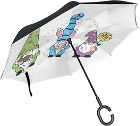 Oyihfvs Double Layer Inverted Umbrella, With C-Shaped Handle Windproof UV Proof Durable Parasol, For Men Women Outdoor Folding Rain Sun