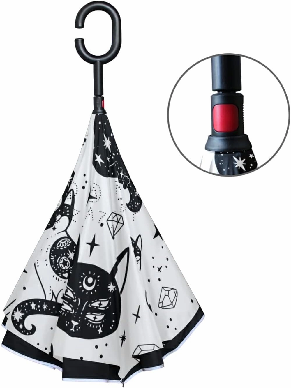 Oyihfvs Double Layer Inverted Umbrella, With C-Shaped Handle Windproof UV Proof Durable Parasol, For Men Women Outdoor Folding Rain Sun