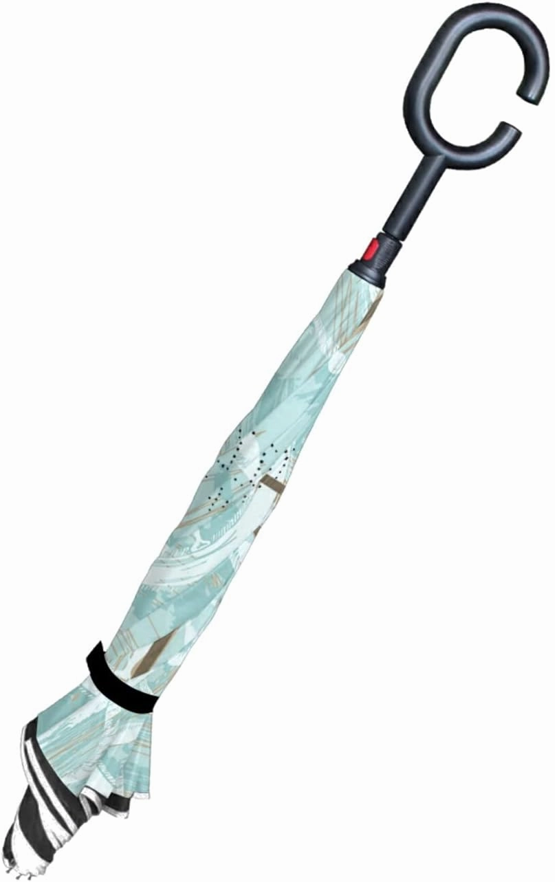 Oyihfvs Double Layer Inverted Umbrella, With C-Shaped Handle Windproof UV Proof Durable Parasol, For Men Women Outdoor Folding Rain Sun