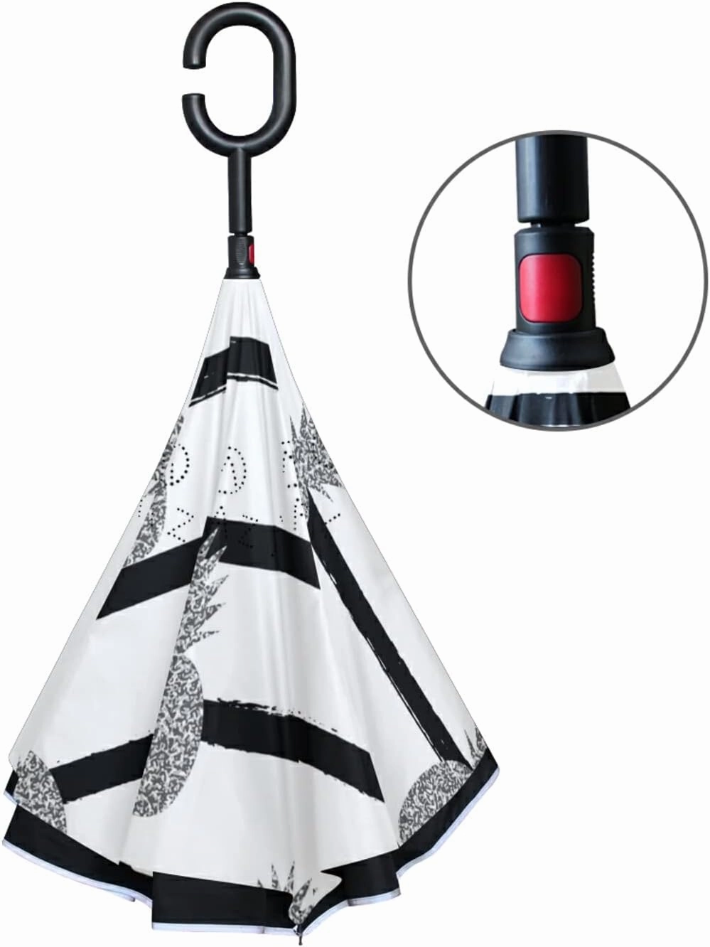 Oyihfvs Double Layer Inverted Umbrella, With C-Shaped Handle Windproof UV Proof Durable Parasol, For Men Women Outdoor Folding Rain Sun