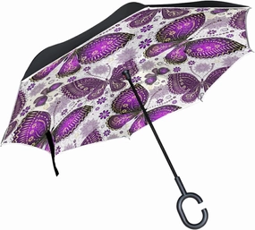 Oyihfvs Double Layer Inverted Umbrella, With C-Shaped Handle Windproof UV Proof Durable Parasol, For Men Women Outdoor Folding Rain Sun