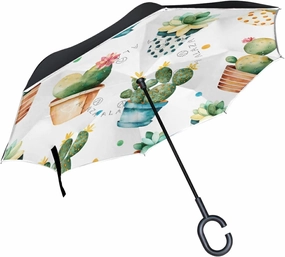 Oyihfvs Double Layer Inverted Umbrella, With C-Shaped Handle Windproof UV Proof Durable Parasol, For Men Women Outdoor Folding Rain Sun