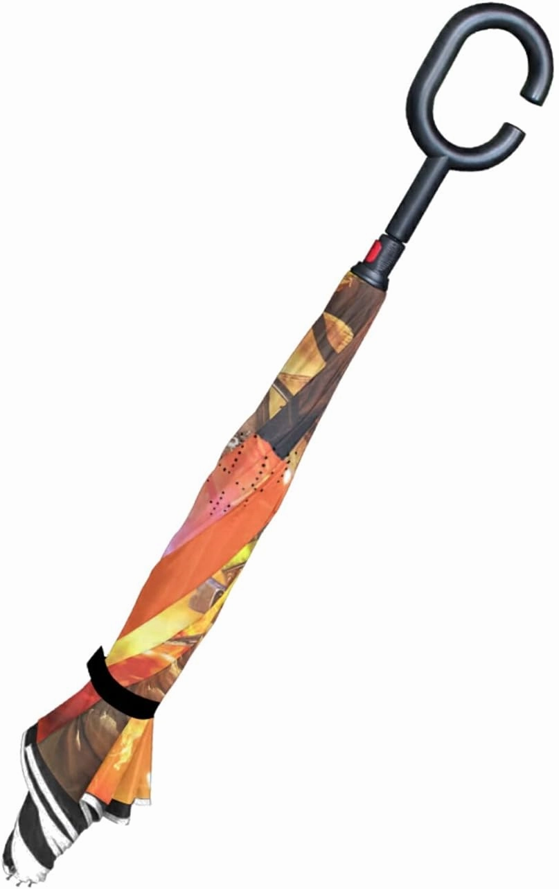 Oyihfvs Double Layer Inverted Umbrella, With C-Shaped Handle Windproof UV Proof Durable Parasol, For Men Women Outdoor Folding Rain Sun