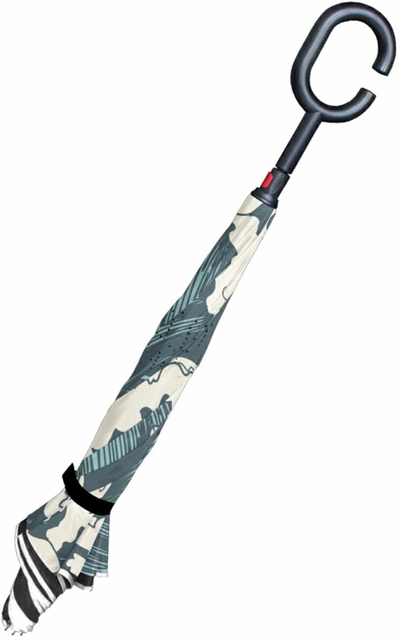 Oyihfvs Double Layer Inverted Umbrella, With C-Shaped Handle Windproof UV Proof Durable Parasol, For Men Women Outdoor Folding Rain Sun