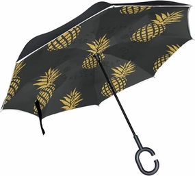 Oyihfvs Double Layer Inverted Umbrella, With C-Shaped Handle Windproof UV Proof Durable Parasol, For Men Women Outdoor Folding Rain Sun