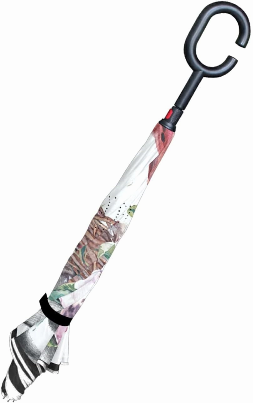 Oyihfvs Double Layer Inverted Umbrella, With C-Shaped Handle Windproof UV Proof Durable Parasol, For Men Women Outdoor Folding Rain Sun