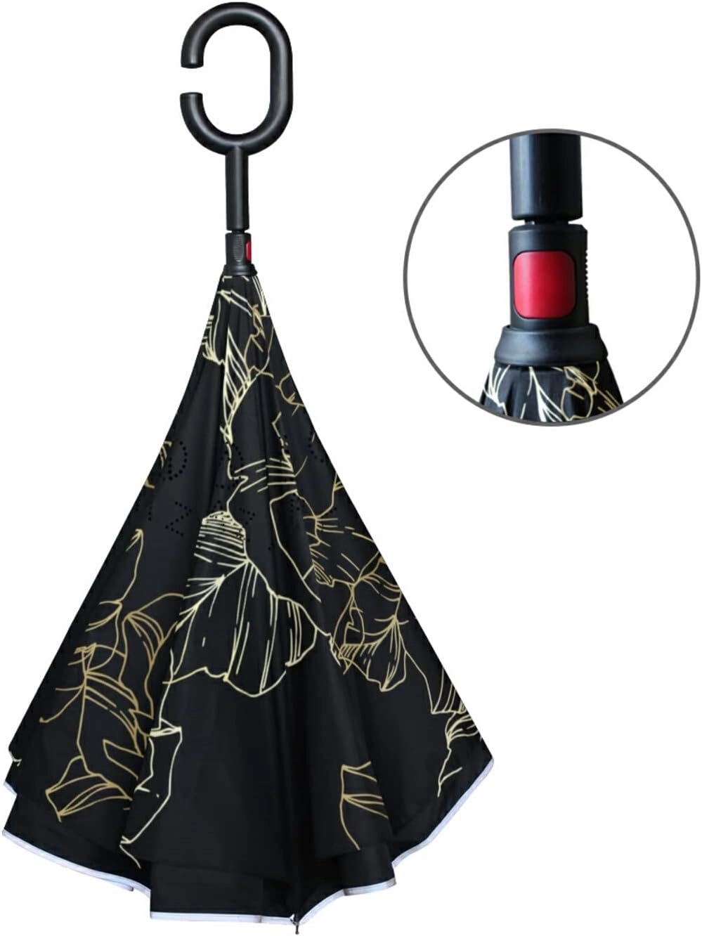 Oyihfvs Double Layer Inverted Umbrella, With C-Shaped Handle Windproof UV Proof Durable Parasol, For Men Women Outdoor Folding Rain Sun
