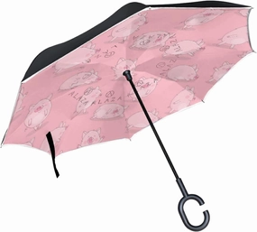 Oyihfvs Double Layer Inverted Umbrella, With C-Shaped Handle Windproof UV Proof Durable Parasol, For Men Women Outdoor Folding Rain Sun