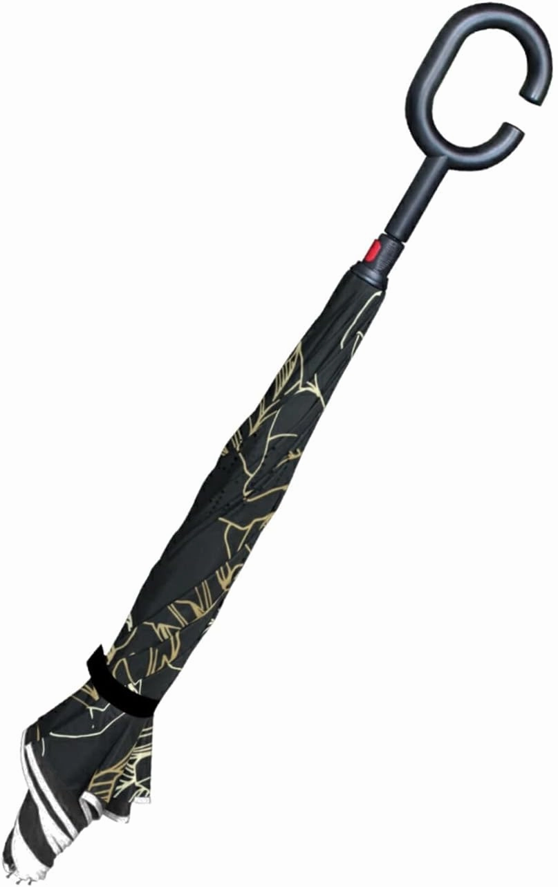 Oyihfvs Double Layer Inverted Umbrella, With C-Shaped Handle Windproof UV Proof Durable Parasol, For Men Women Outdoor Folding Rain Sun