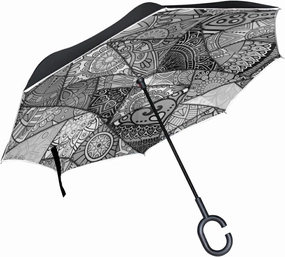 Oyihfvs Double Layer Inverted Umbrella, With C-Shaped Handle Windproof UV Proof Durable Parasol, For Men Women Outdoor Folding Rain Sun