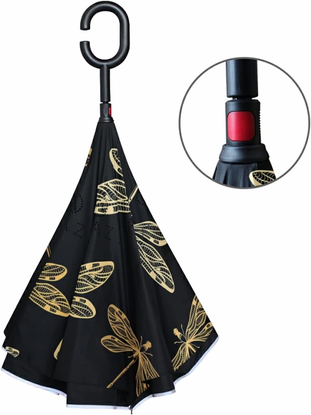 Oyihfvs Double Layer Inverted Umbrella, With C-Shaped Handle Windproof UV Proof Durable Parasol, For Men Women Outdoor Folding Rain Sun