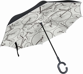 Oyihfvs Double Layer Inverted Umbrella, With C-Shaped Handle Windproof UV Proof Durable Parasol, For Men Women Outdoor Folding Rain Sun
