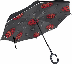 Oyihfvs Double Layer Inverted Umbrella, With C-Shaped Handle Windproof UV Proof Durable Parasol, For Men Women Outdoor Folding Rain Sun
