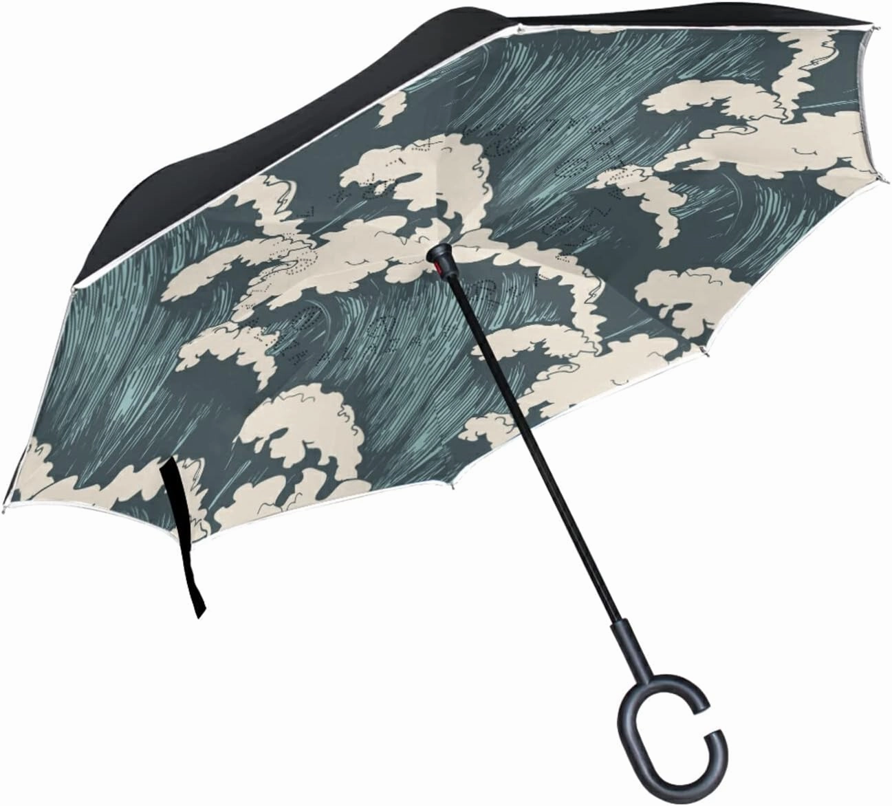 Oyihfvs Double Layer Inverted Umbrella, With C-Shaped Handle Windproof UV Proof Durable Parasol, For Men Women Outdoor Folding Rain Sun